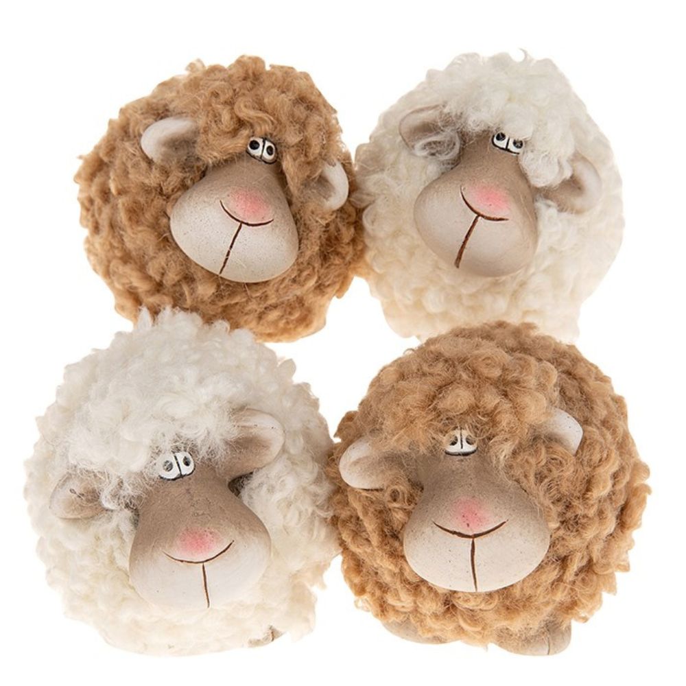 Joe Davis 9cm Fluffy Sheep Standing Ornament - Small (Choice of 4)