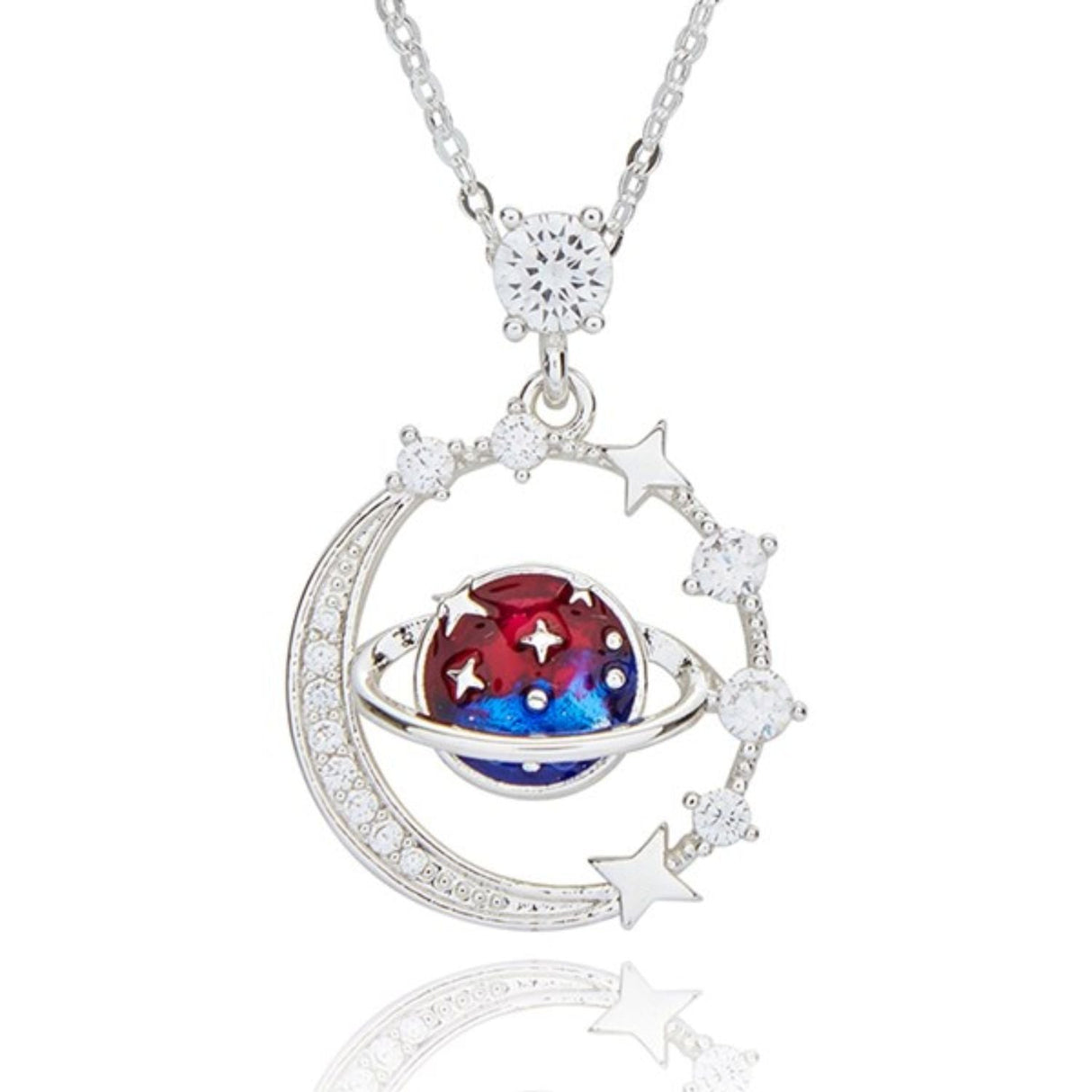 Joe Davies Celestial Vibrant Planet Silver Plated Necklace - Old Railway Line Garden Centre