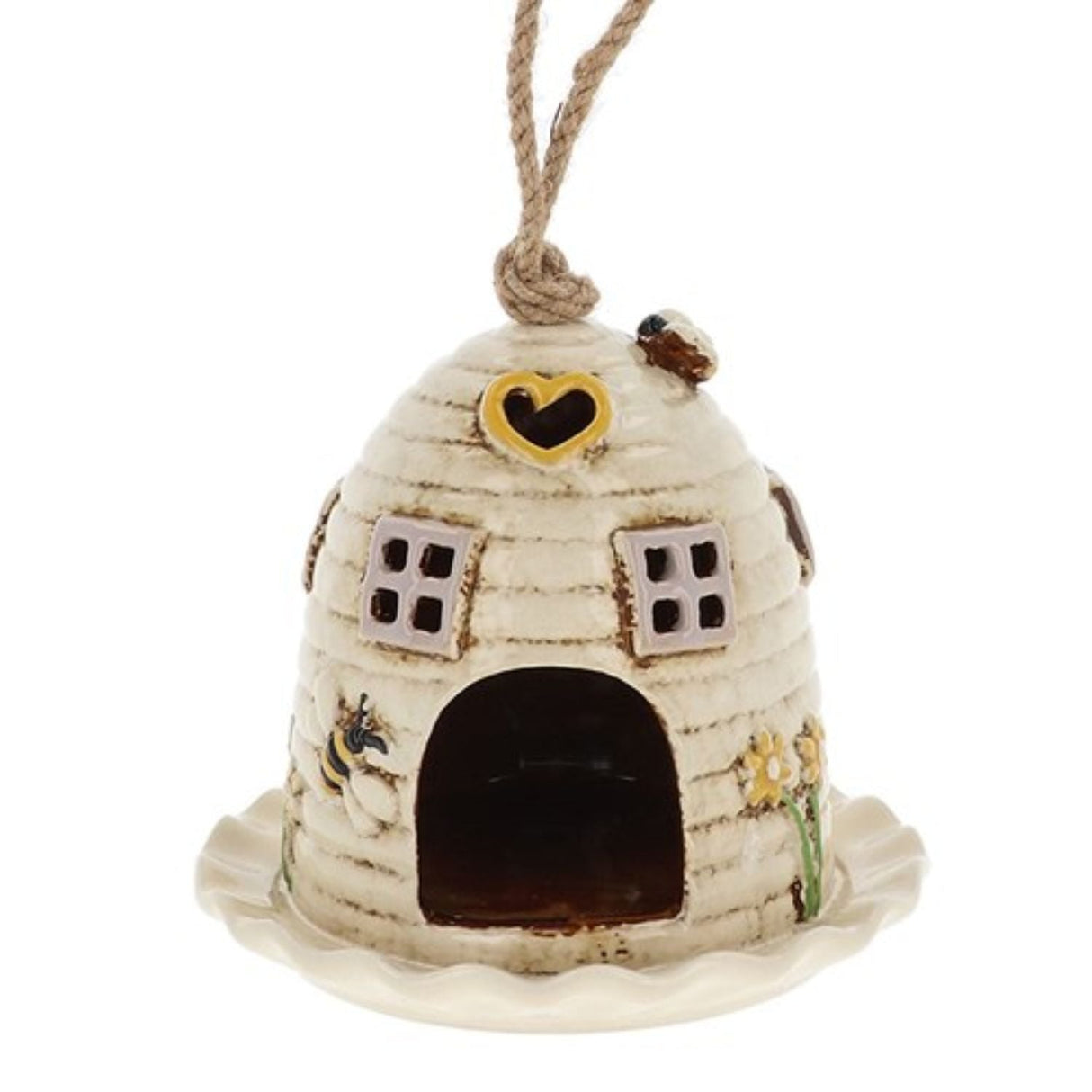 Joe Davies Cream Village Pottery Beehive Bird Feeder - Old Railway Line Garden Centre