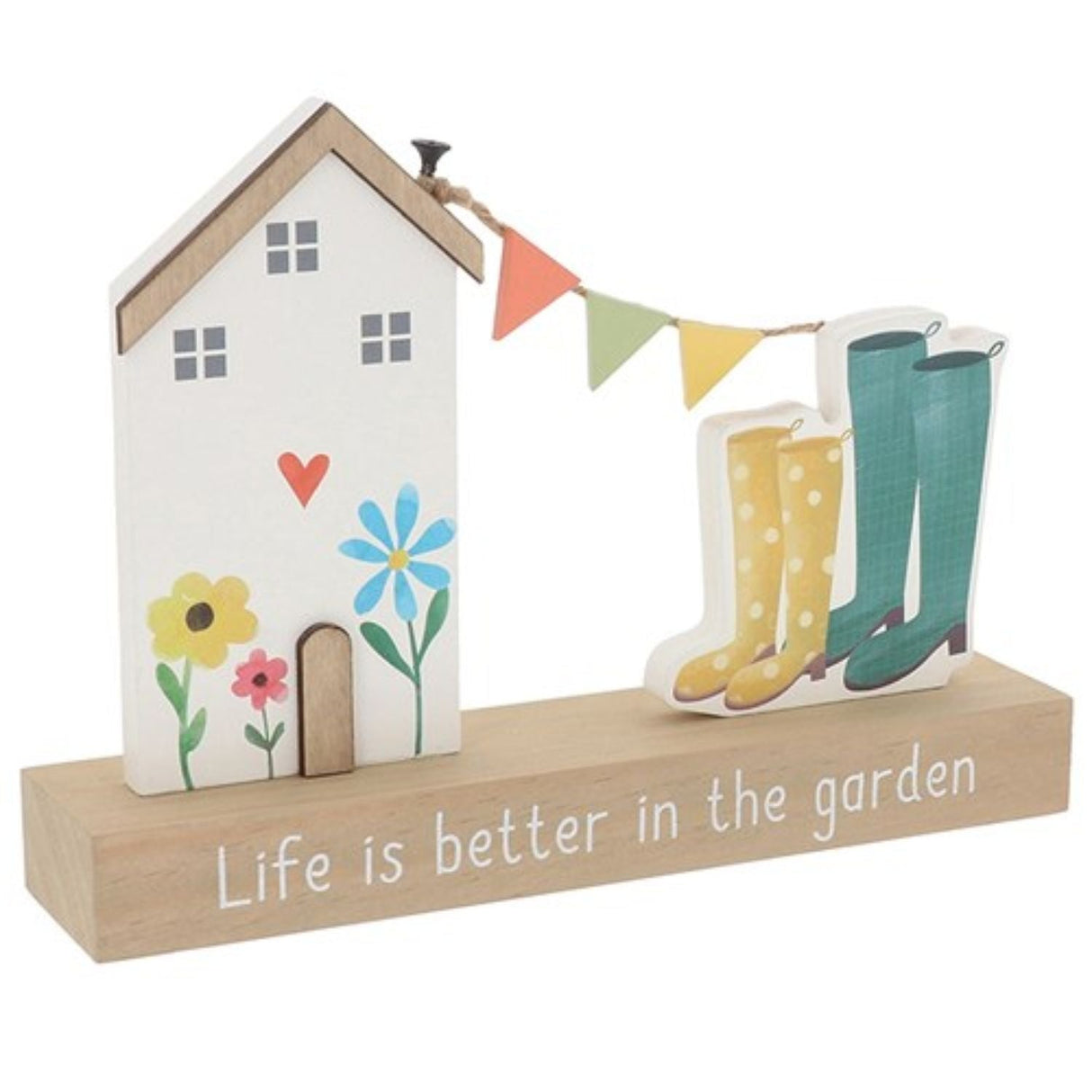 Joe Davies Happy Garden Table Plaque - Life - Old Railway Line Garden Centre