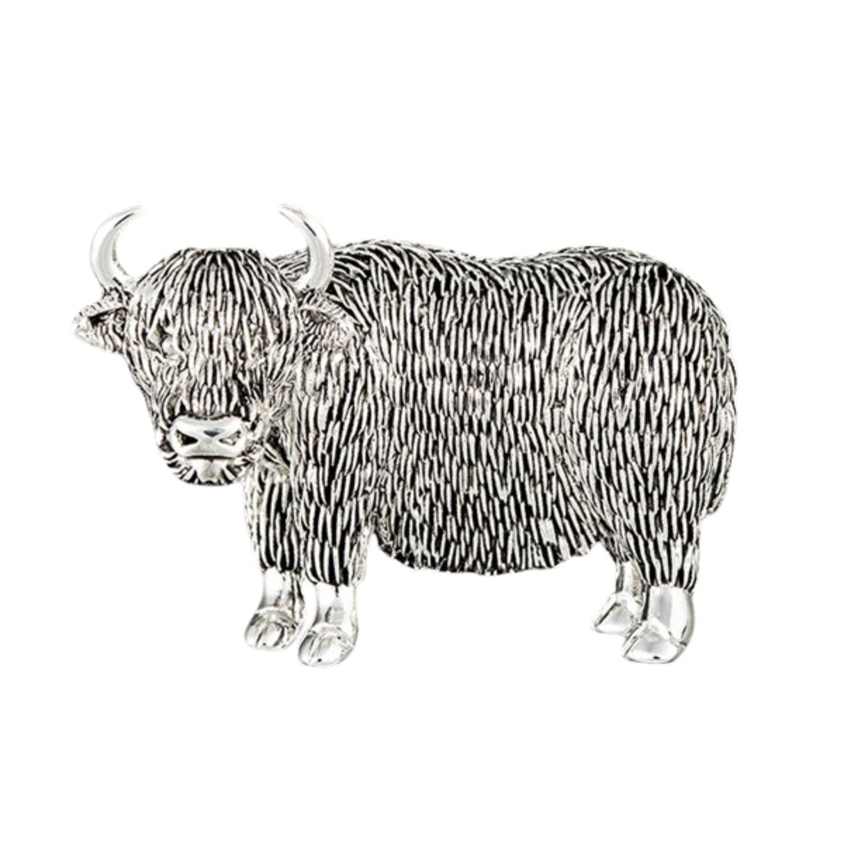 Joe Davies Highland Coo Silver Plated Brooch - Old Railway Line Garden Centre