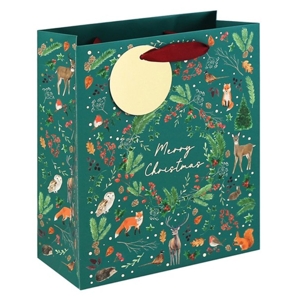 Joe Davies Large Christmas Woodland Embossed Gift Bag