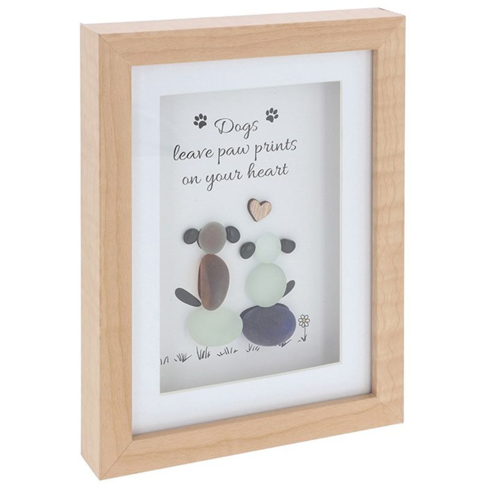 Joe Davies 20cm Pebble Glass Portrait Plaque Dogs Heart