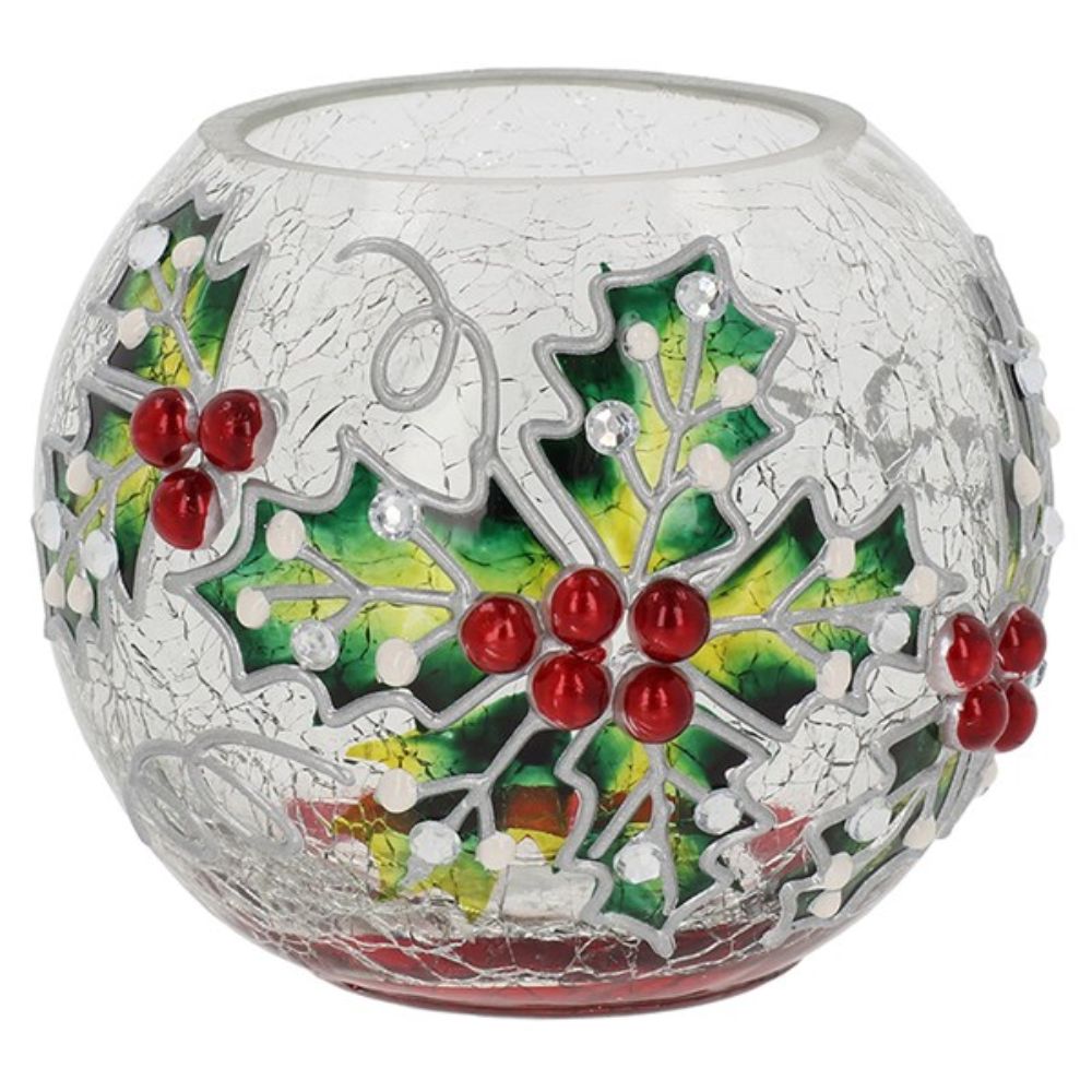Joe Davies 8cm Crackle Holly Tealight Holder