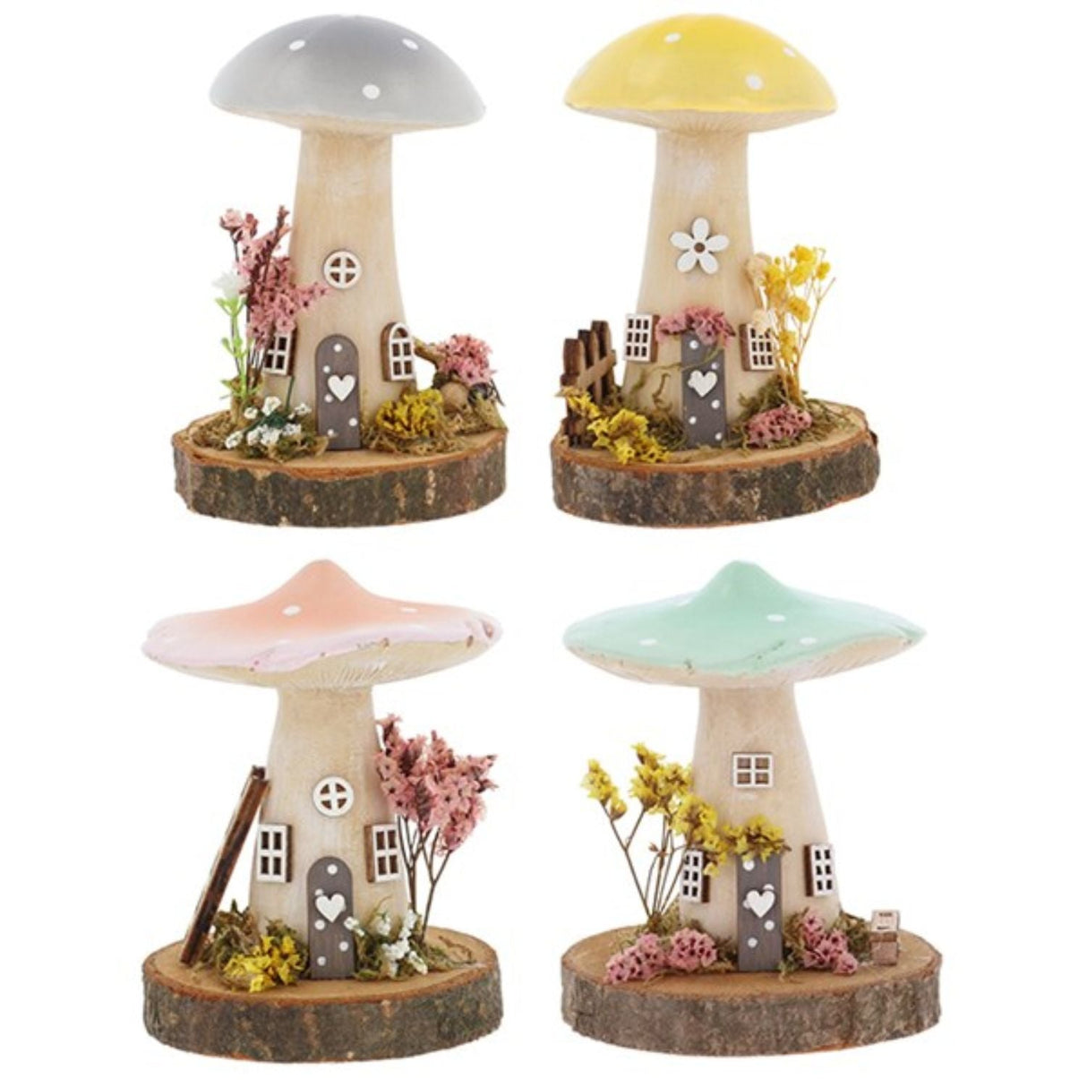 Joe Davies Spring Folk Art Mushroom Cottage - Medium (Choice of 4) - Old Railway Line Garden Centre