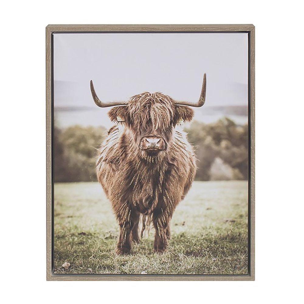 Joe Davies Urban Art Wood Frame Highland Cow Small