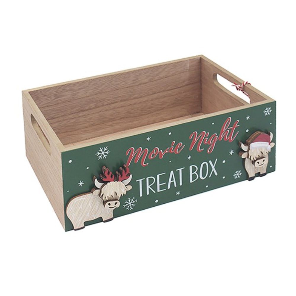 Joe Davies Wooden Festive Highland Cow Treat Box