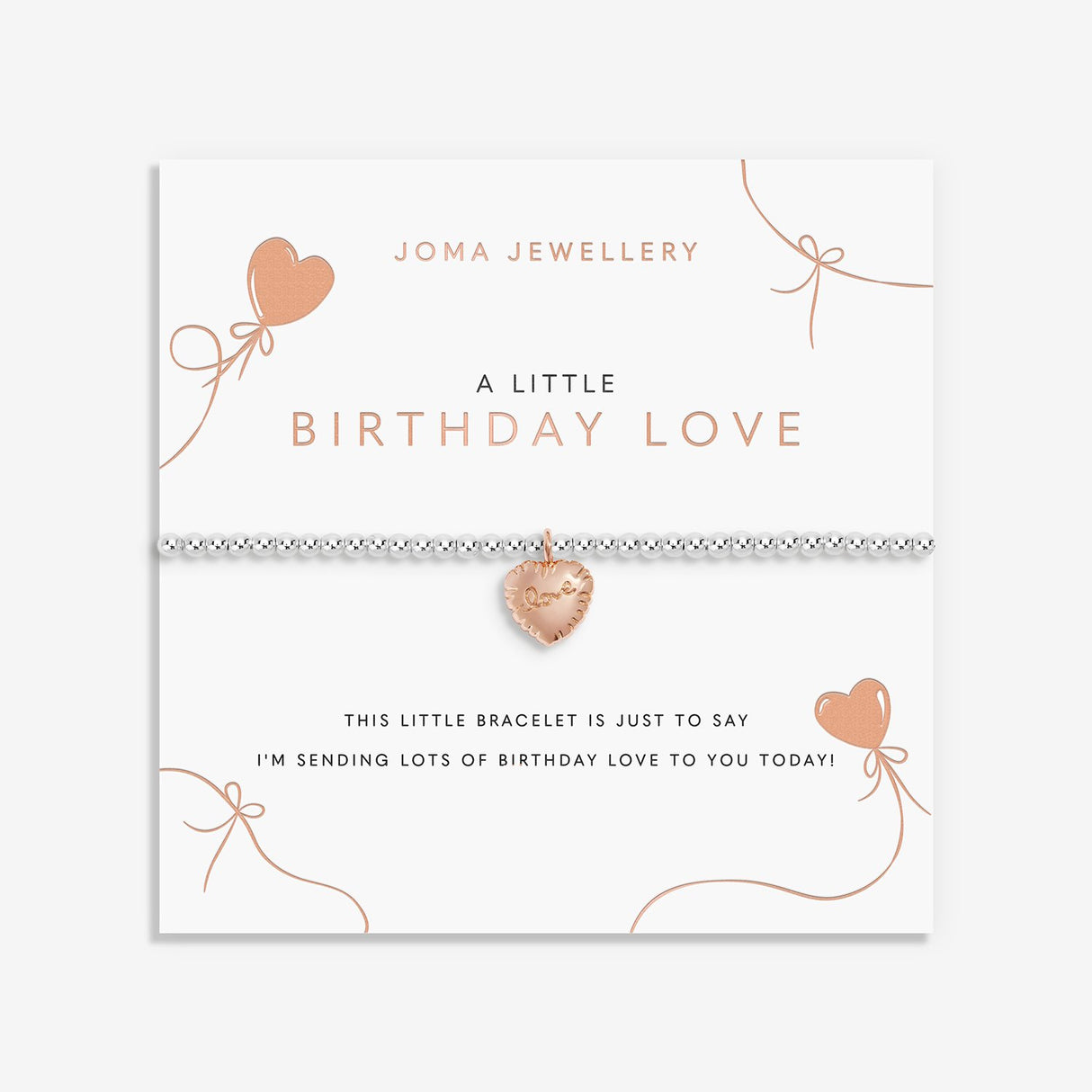 Joma Jewellery A Little 'Birthday Love' Bracelet - Silver/Rose Gold