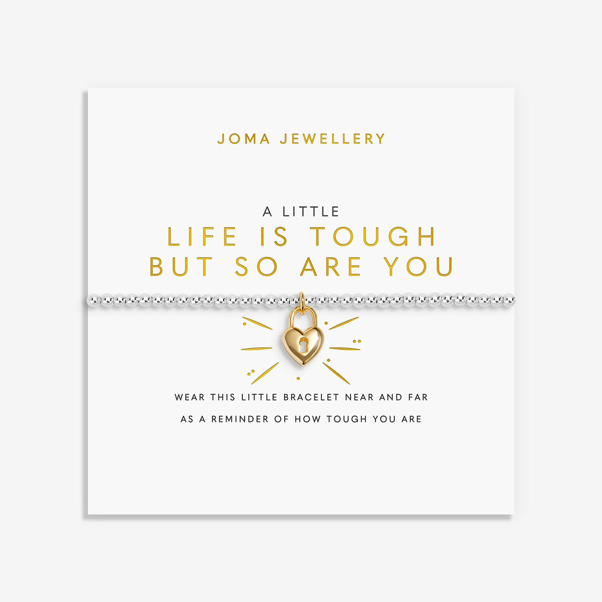 Joma Jewellery A Little 'Life Is Tough But So Are You' Bracelet - Silver/Gold