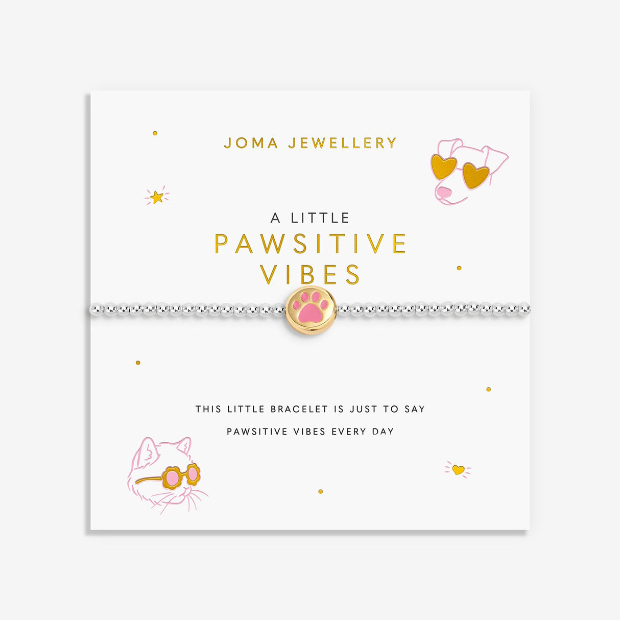 Joma Jewellery A Little 'Pawsitive Vibes' Bracelet - Silver/Gold