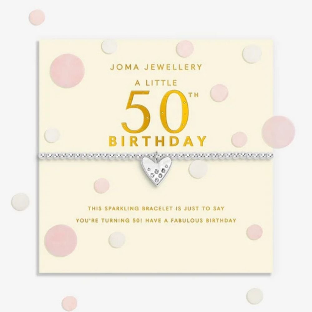 Joma Jewellery Confetti A Little 50th Birthday Silver Plated Bracelet - Old Railway Line Garden Centre