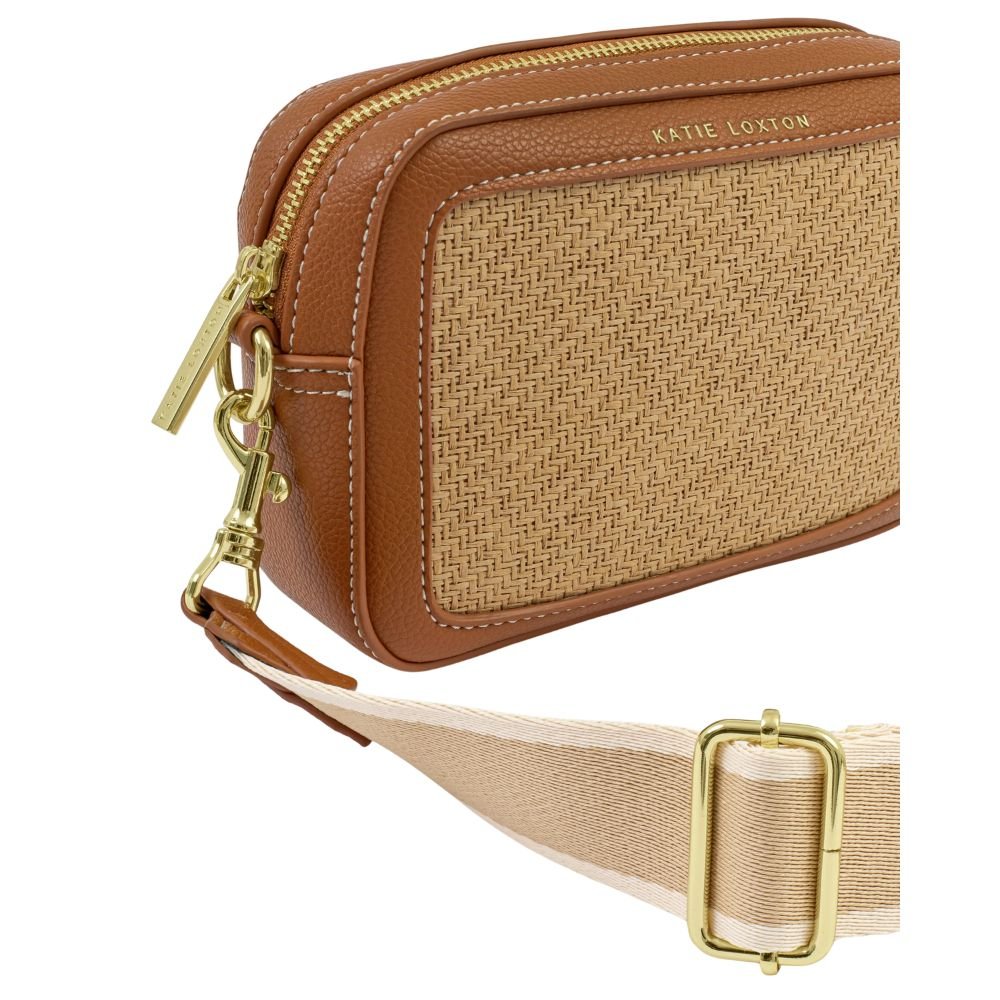 Katie Loxton Avery Raffia Small Crossbody Bag - Cognac - Old Railway Line Garden Centre