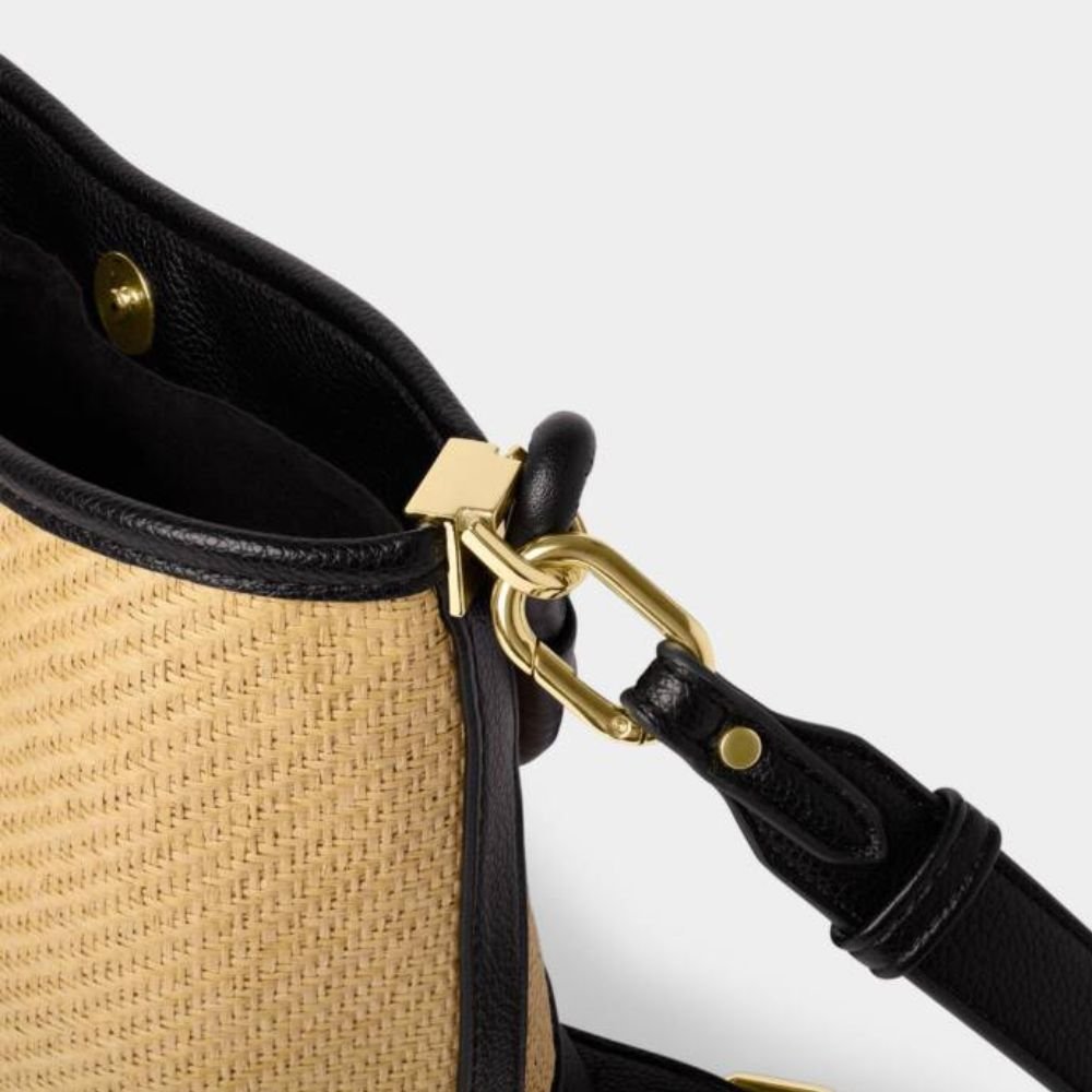 Katie Loxton Black Riviera Raffia Bucket Bag - Old Railway Line Garden Centre