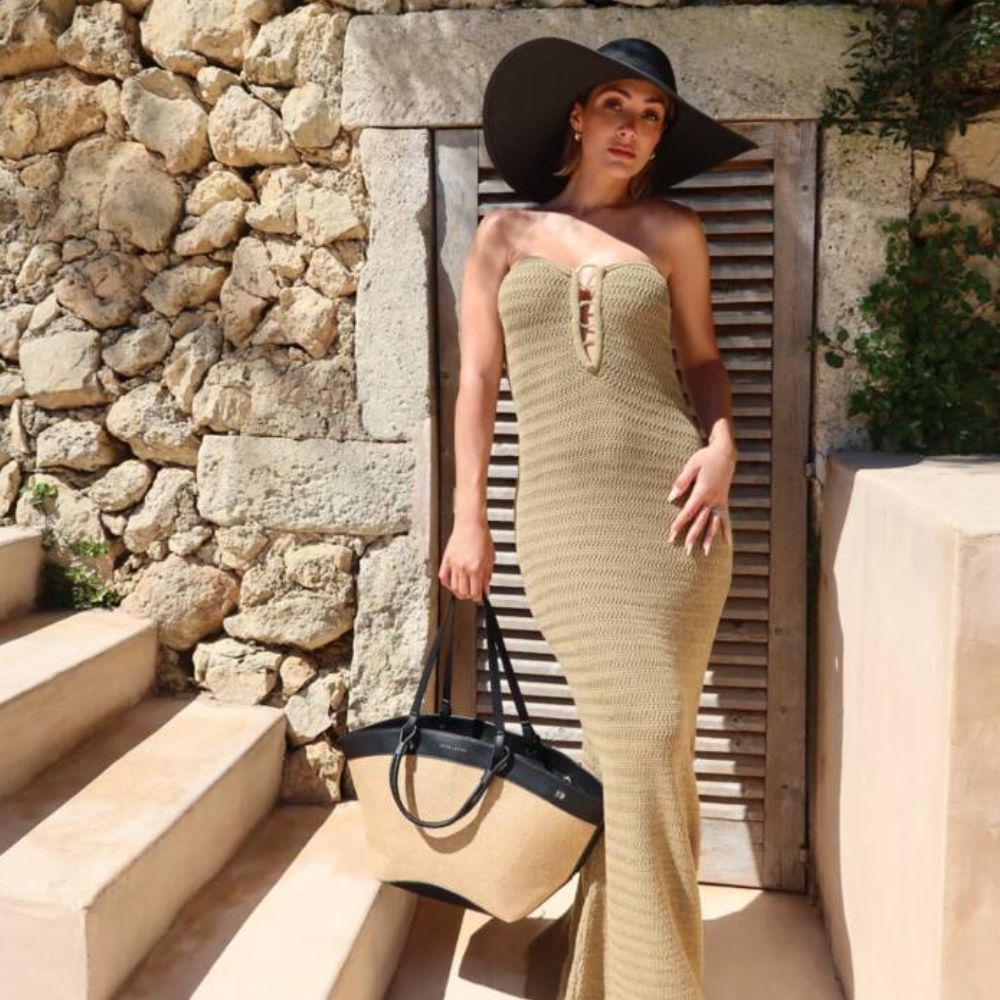 Katie Loxton Black Riviera Raffia Tote Bag - Old Railway Line Garden Centre