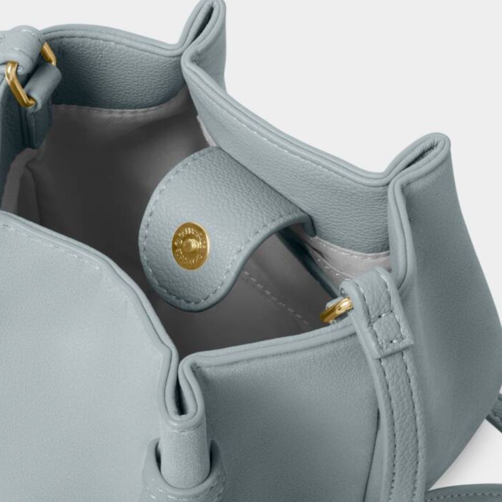 Katie Loxton Blue Celina Mini Suedette Bucket Bag - Old Railway Line Garden Centre