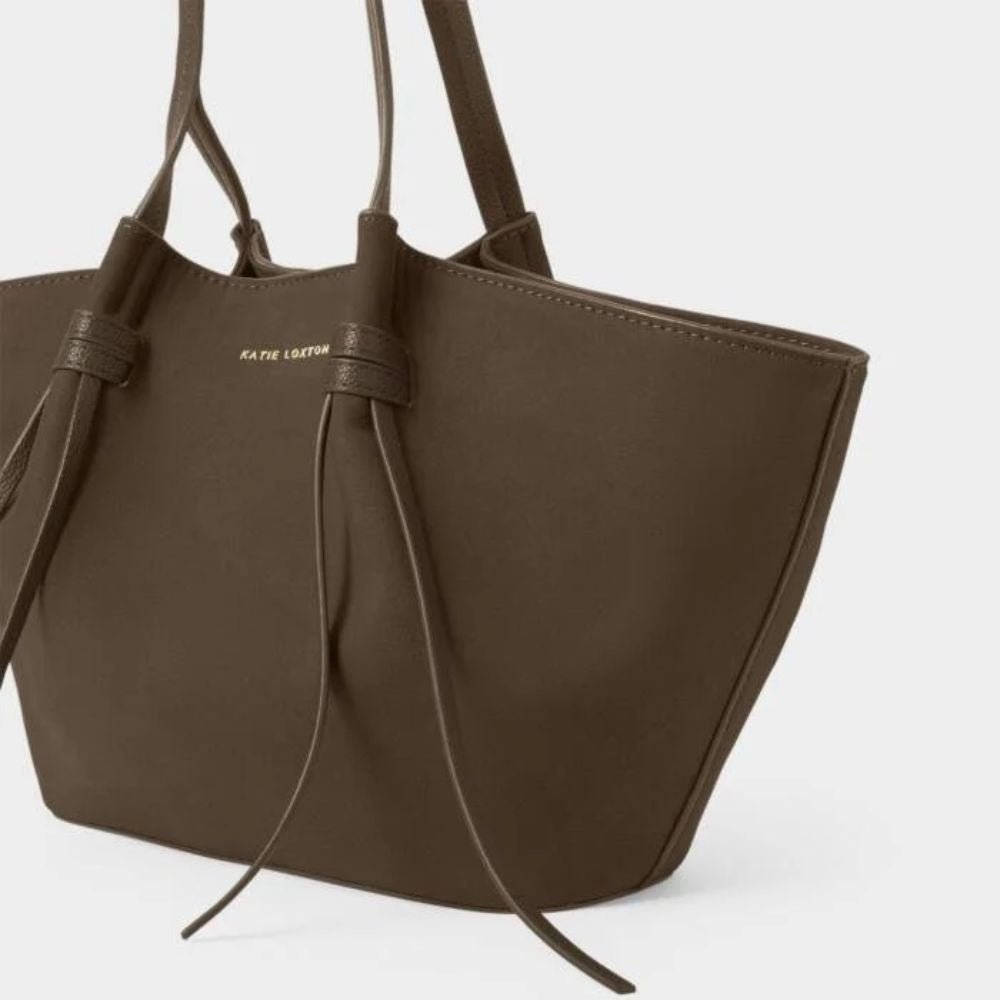 Katie Loxton Chocolate Celina Small Suedette Tote Bag - Old Railway Line Garden Centre