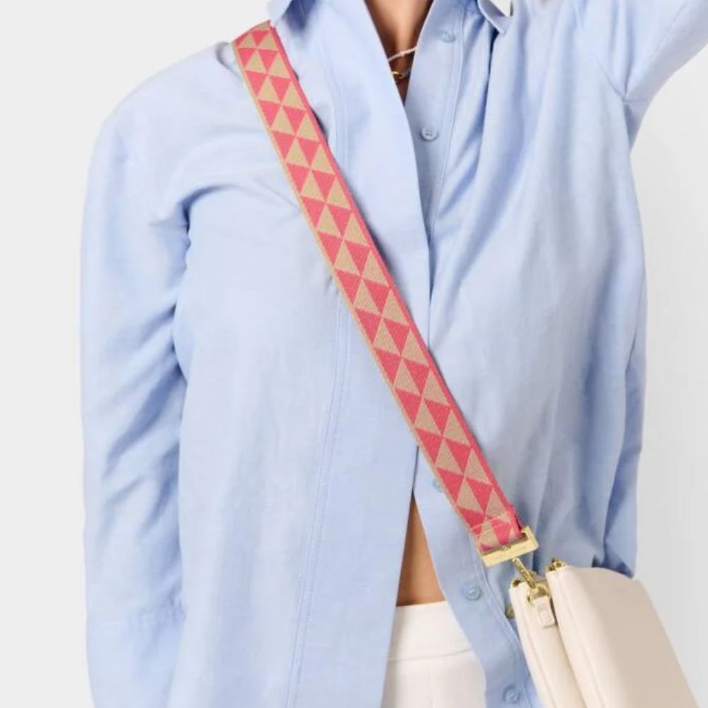 Katie Loxton Coral Geometric Triangle Canvas Bag Strap - Old Railway Line Garden Centre