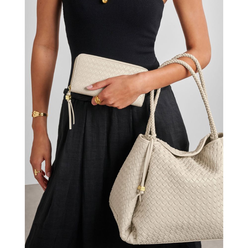 Katie Loxton Large Nova Woven Texture Purse - Oyster
