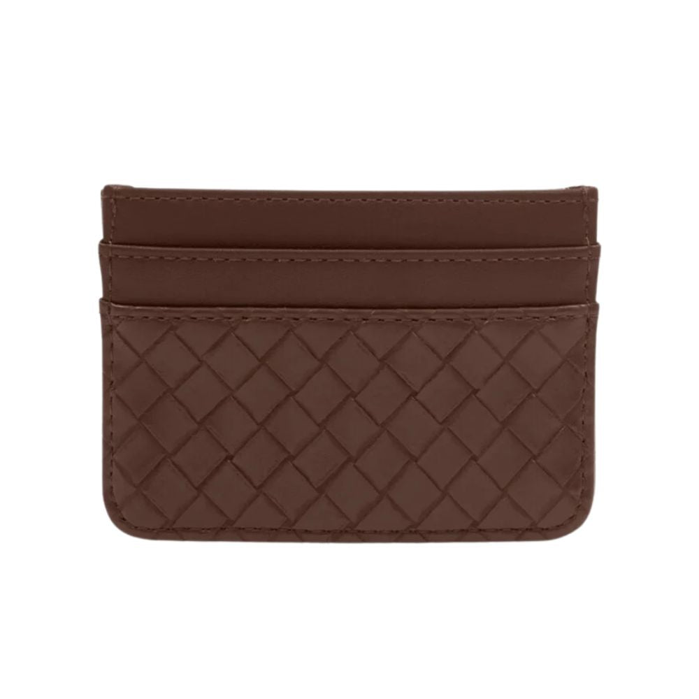Katie Loxton Nova Woven Texture Card Holder - Chocolate