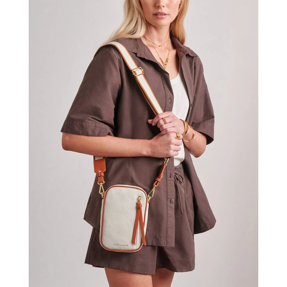 Katie Loxton Small Hallie Canvas Crossbody Bag - Cognac