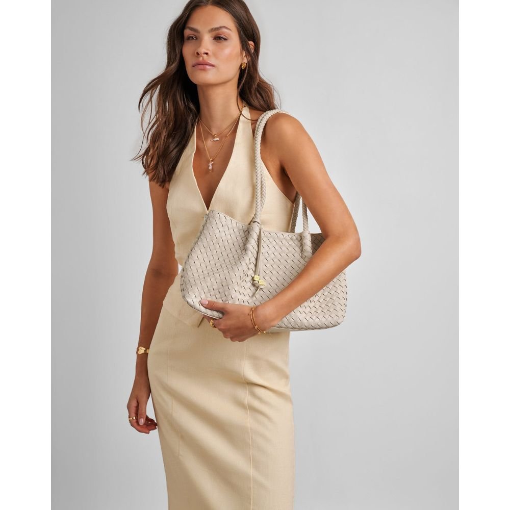 Katie Loxton Small Nova Hand Woven Tote Bag - Oyster - Old Railway Line Garden Centre