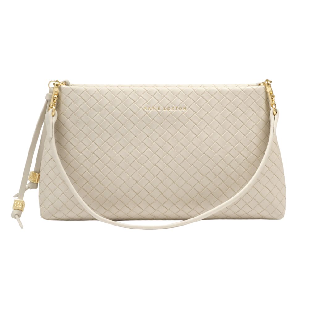 Katie Loxton Small Nova Woven Texture Clutch - Oyster