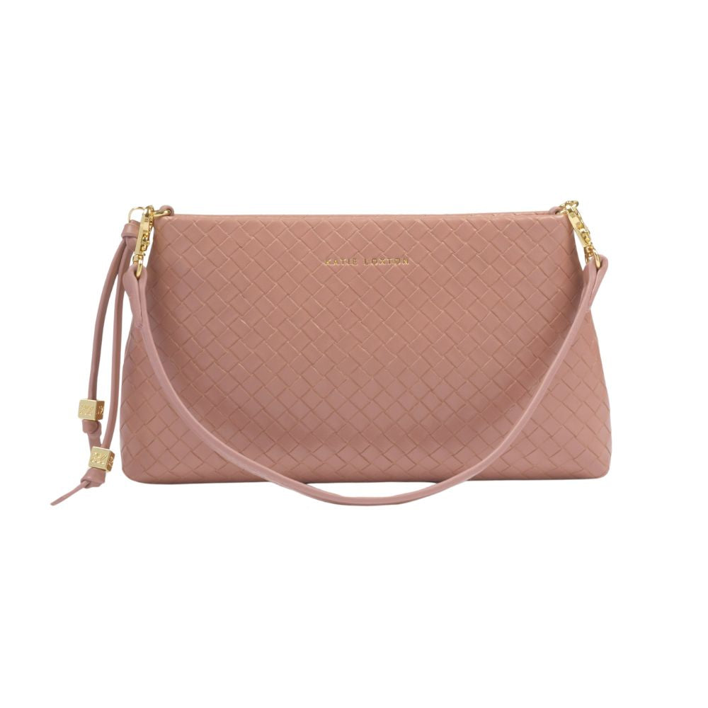 Katie Loxton Small Nova Woven Texture Clutch - Pink Clay