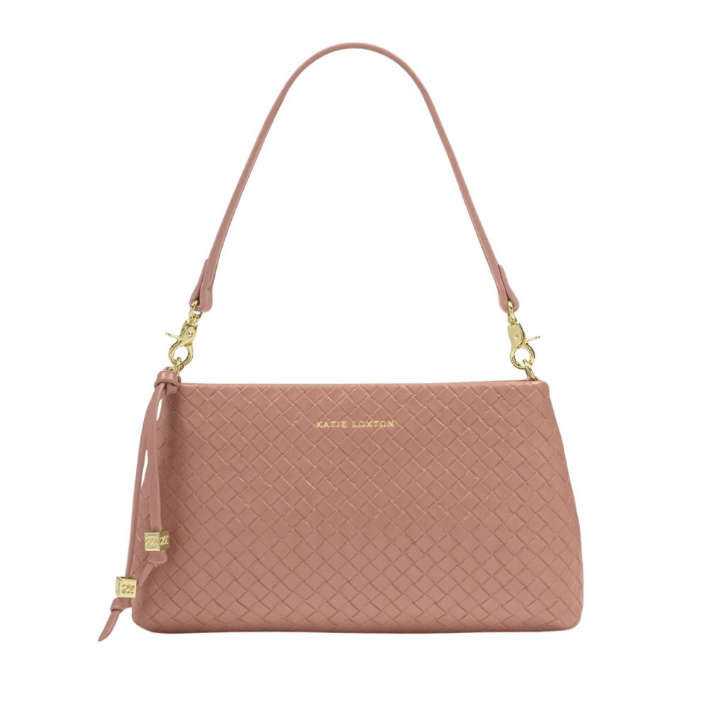 Katie Loxton Small Nova Woven Texture Clutch - Pink Clay