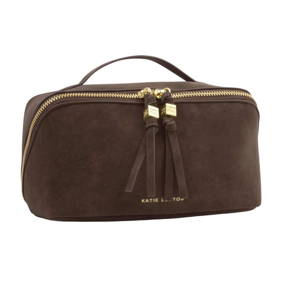 Katie Loxton Soho Medium Makeup & Wash Bag - Chocolate - Old Railway Line Garden Centre