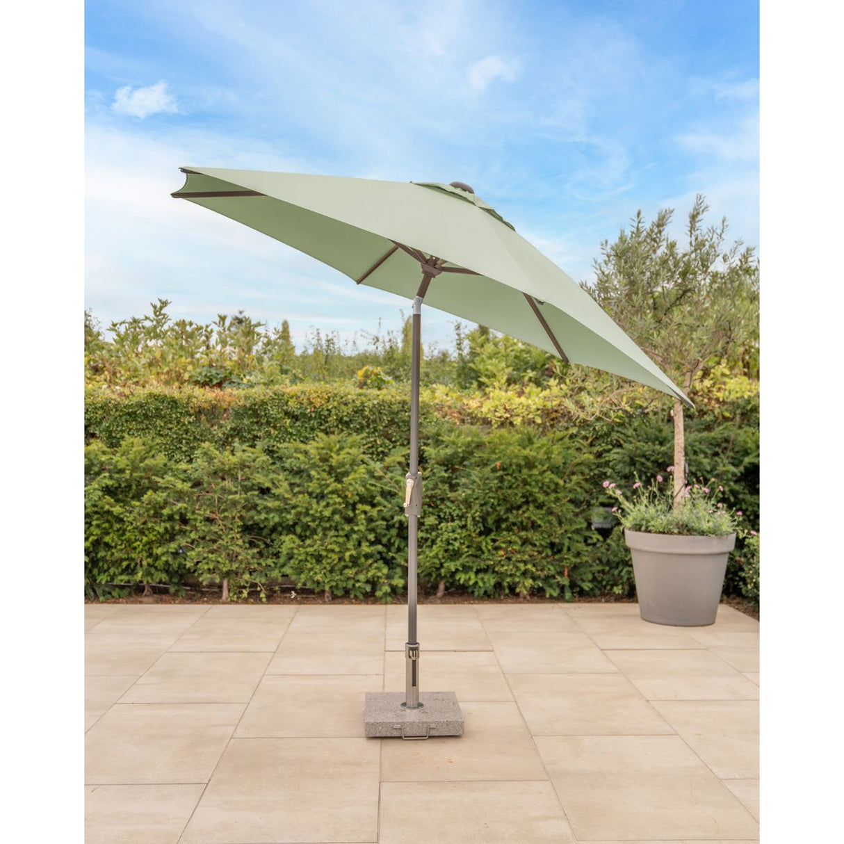 Kettler 3.0m Wind-Up Auto Tilt Parasol with Night Cover - Sage - Old Railway Line Garden Centre