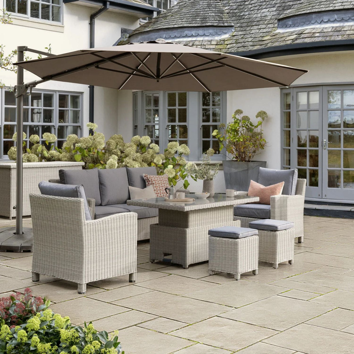 Kettler Palma Signature Lounge Sofa Garden Furniture Set in Whitewash - Old Railway Line Garden Centre