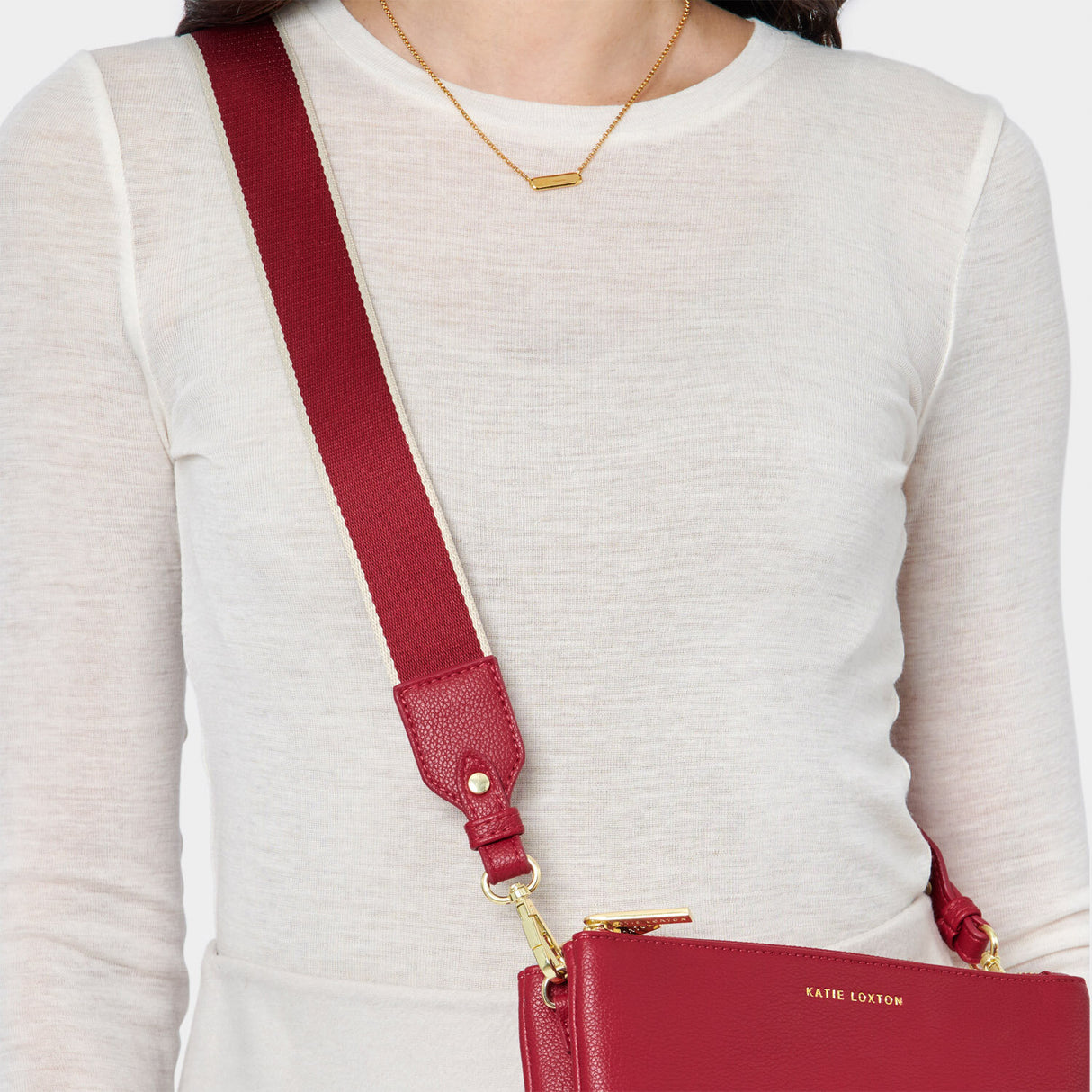 Katie Loxton 135cm Garnet Red Canvas Bag Strap