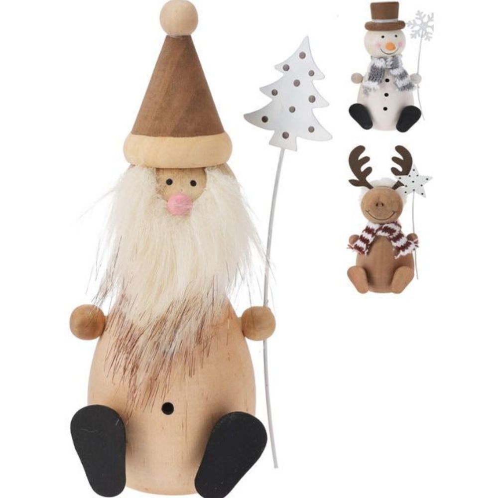 Koopman 13.5cm Wooden Sitting Christmas Characters Ornaments (Choice of 3)