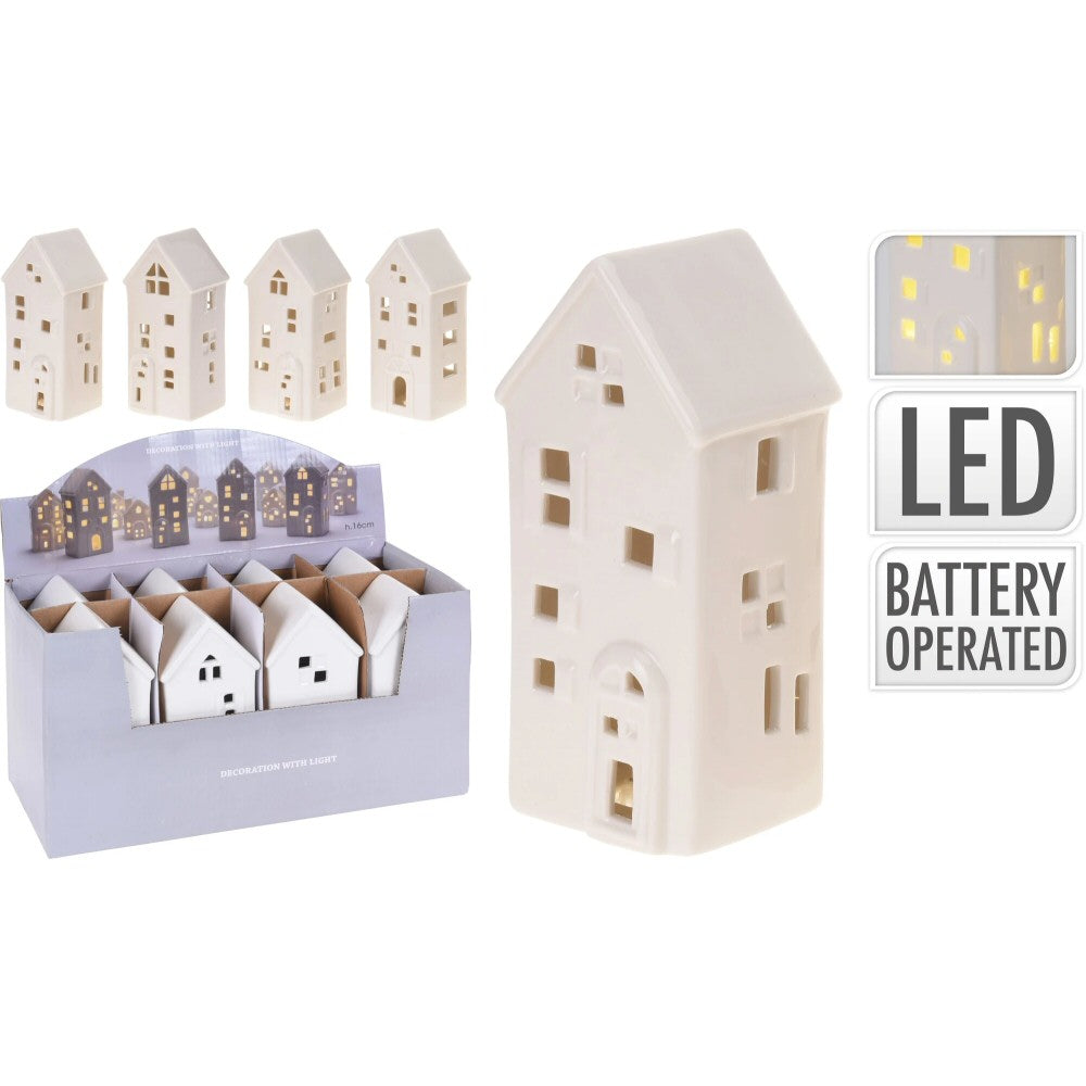 Koopman 16cm White LED House (Choice of 4)