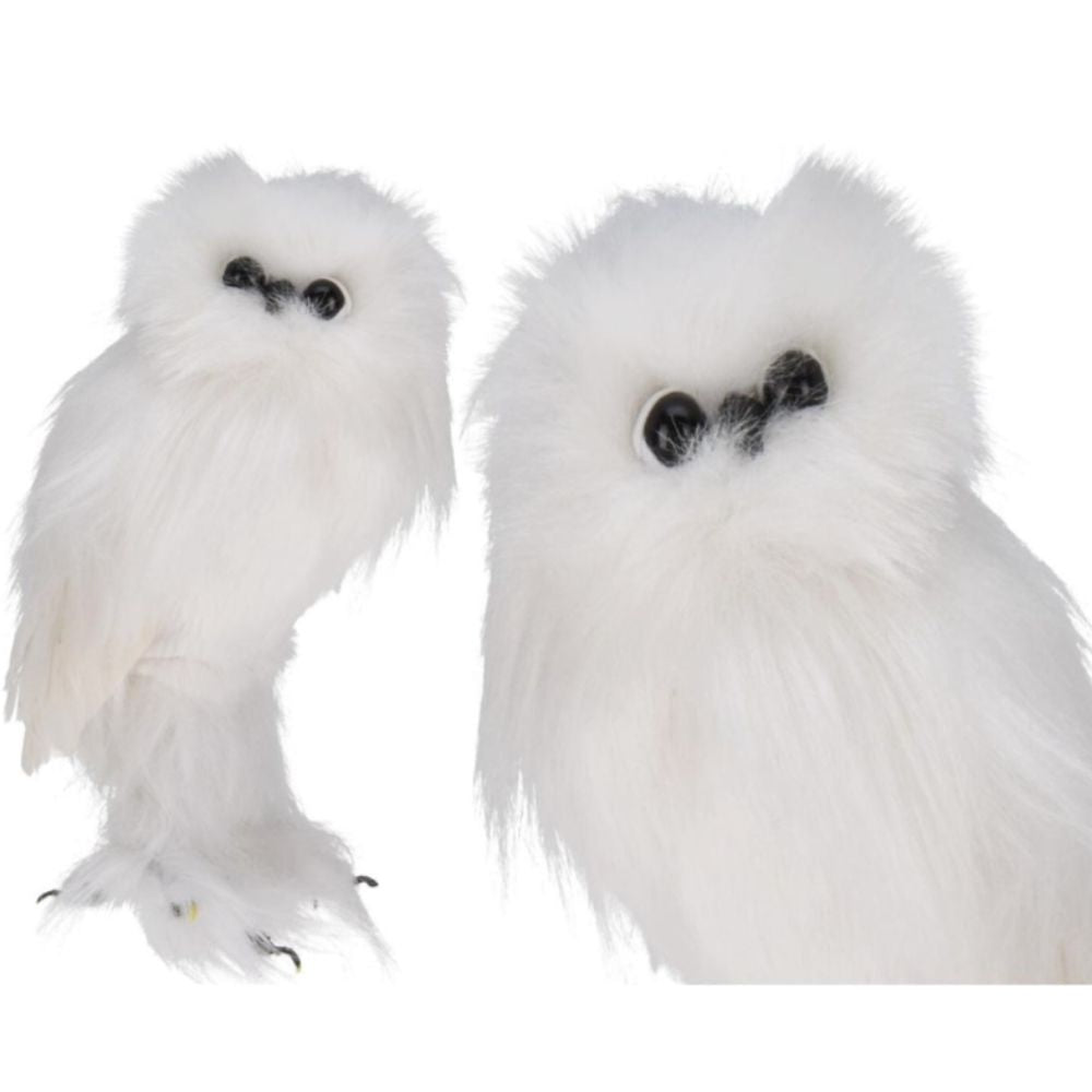 Koopman 18cm White Standing Owl Ornament (Choice of 2)