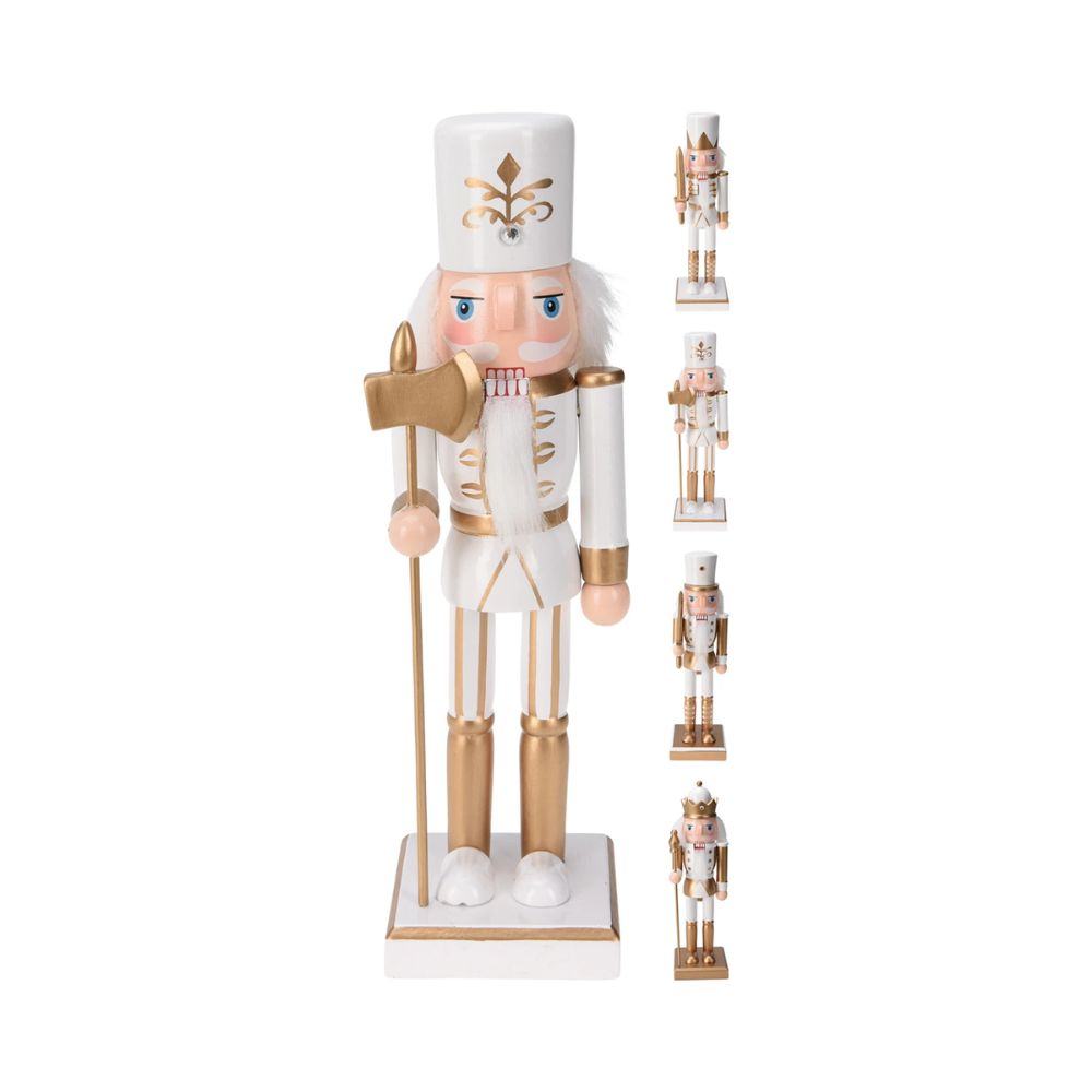 Koopman 25cm White & Gold Nutcracker (Choice of 4)