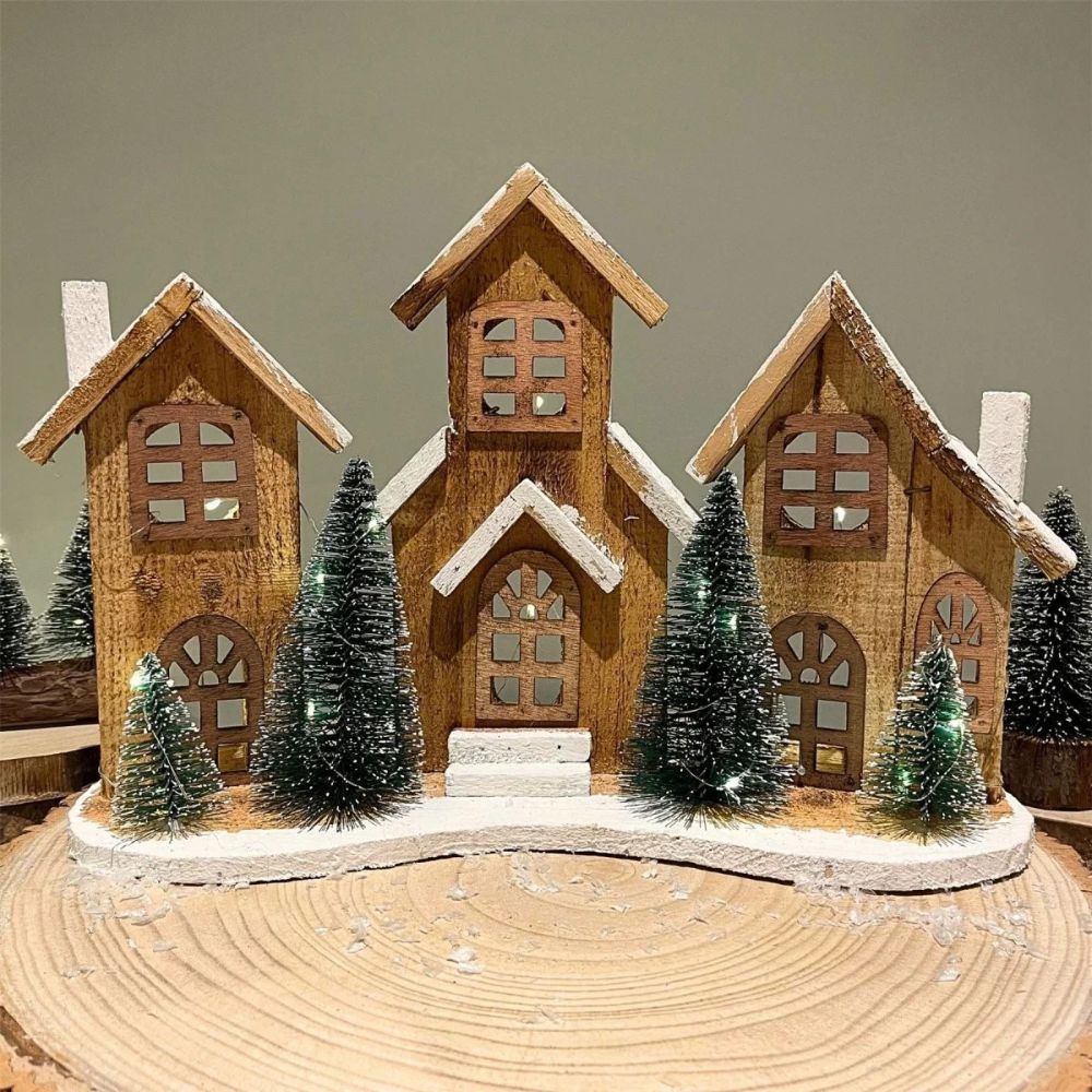 Koopman Christmas 38cm Wooden LED House CHristmas Ornament