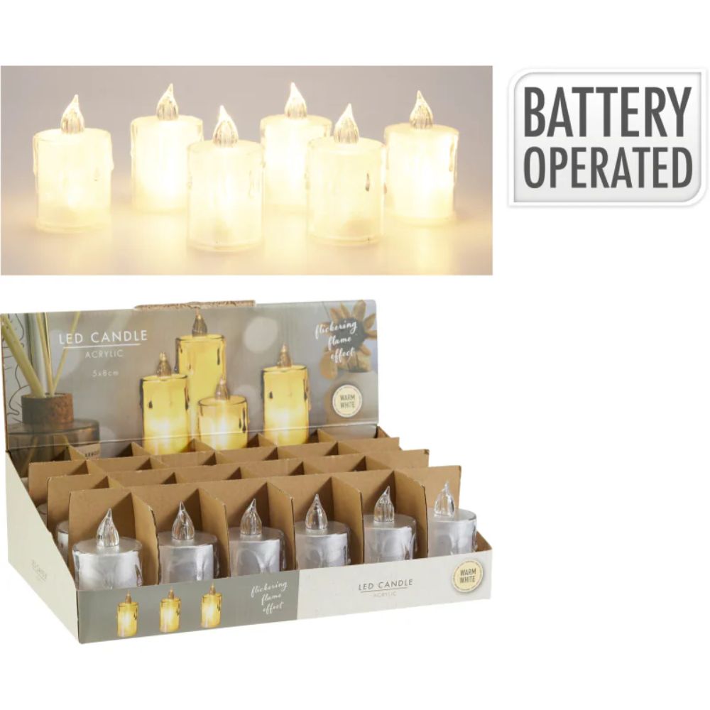 Koopman 8cm transparent LED candle