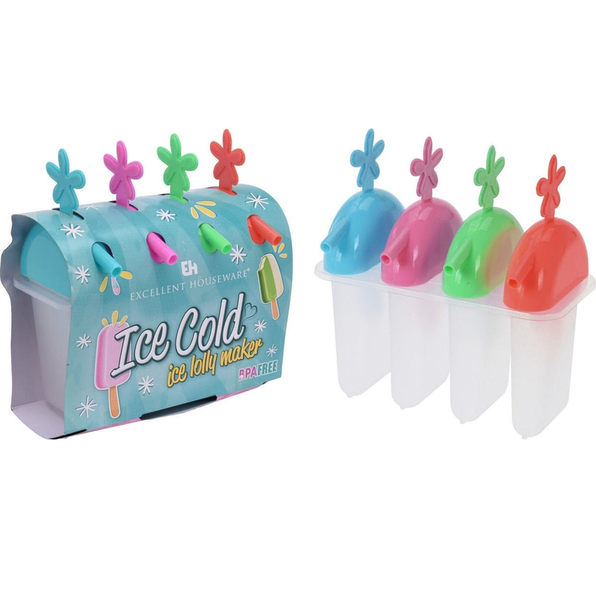 Koopman 20cm Excellent Houseware Ice Cold Ice Lolly Maker (Pack of 4) (20 x 10 x 15)