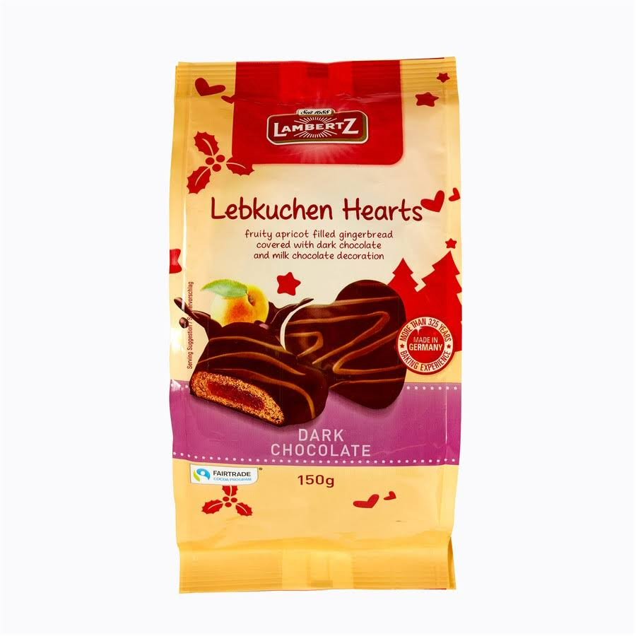 Lambertz 150g Lebkuchen Christmas Hearts in Dark Chocolate