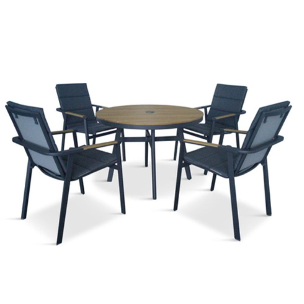 Leisuregrow Modena 4 Seater Outdoor Dining Furniture Set - Grey - Old Railway Line Garden Centre