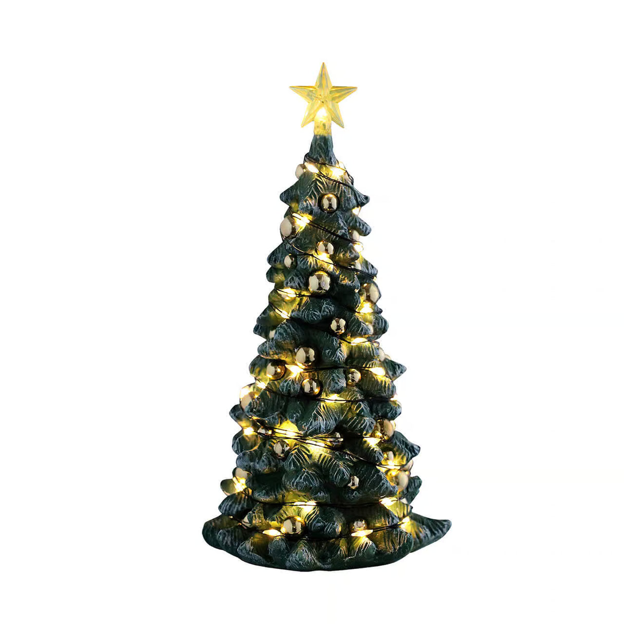 Lemax 16.5cm Lit Snowy Christmas Tree Christmas Village Scene - 54526