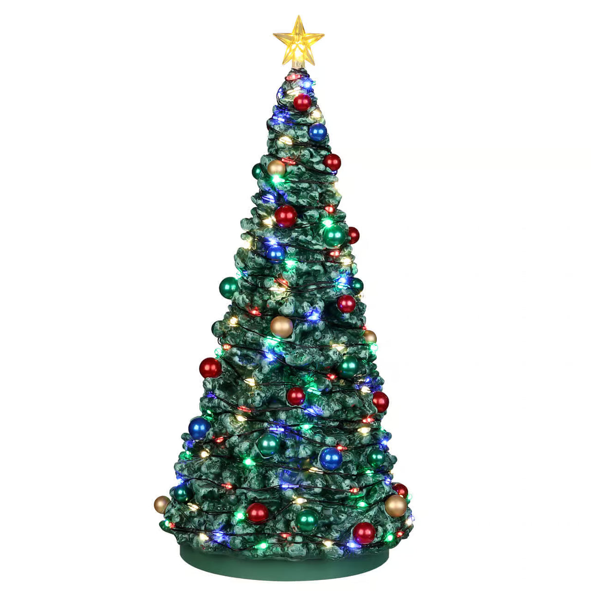 Lemax 24.5cm Lit Outdoor Holiday Tree Christmas Village Scene - 24954