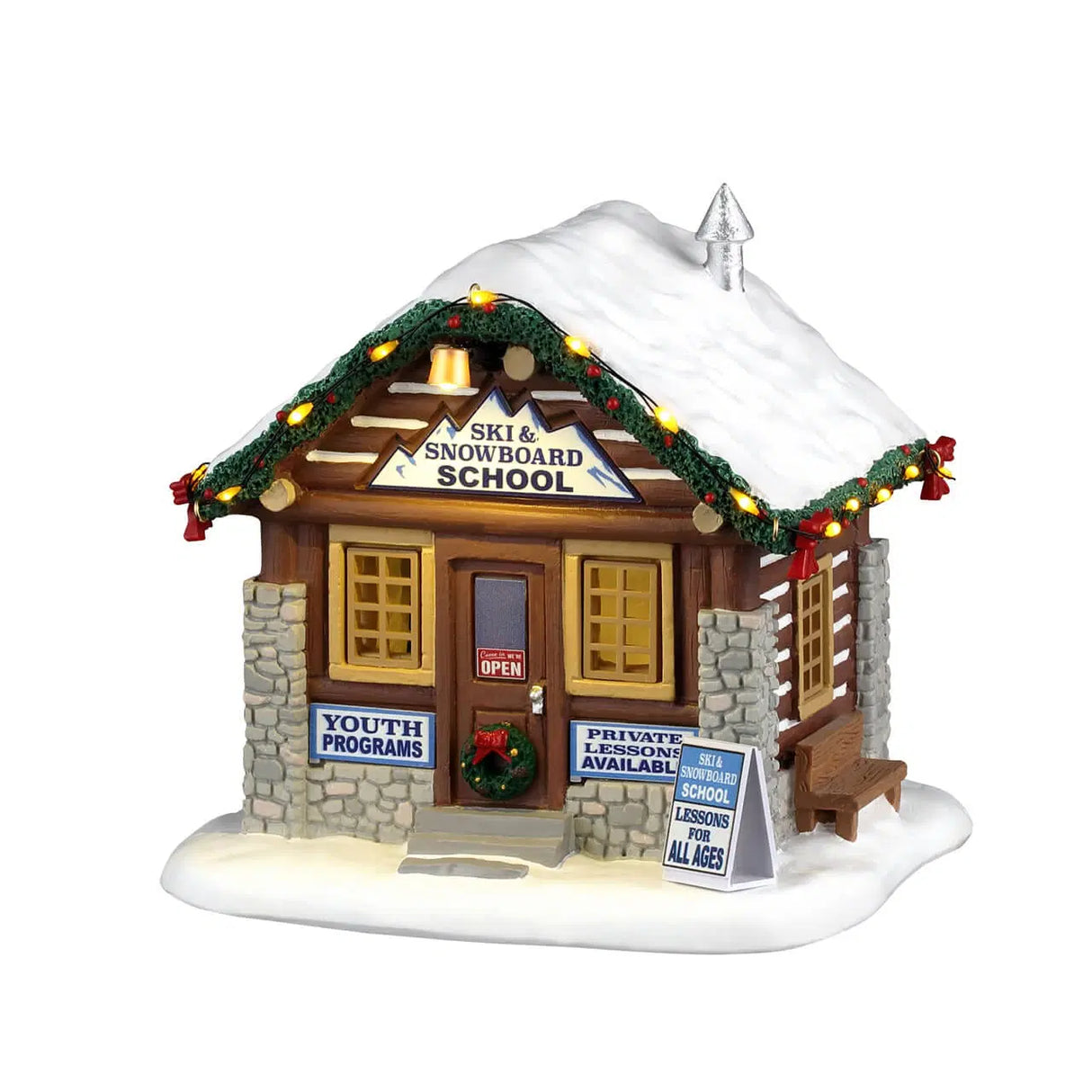 Lemax Vail Village 12.5cm Ski & Snowboard School Christmas Village Scene - 64685