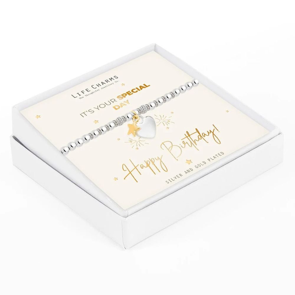 Life Charms Happy Birthday Bracelet - Silver - Old Railway Line Garden Centre