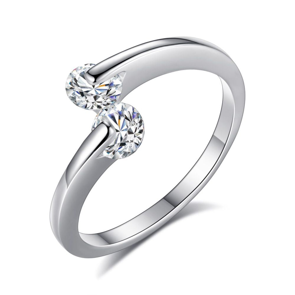 Lila Jewellery Captured Platinum Finish Adjustable Ring