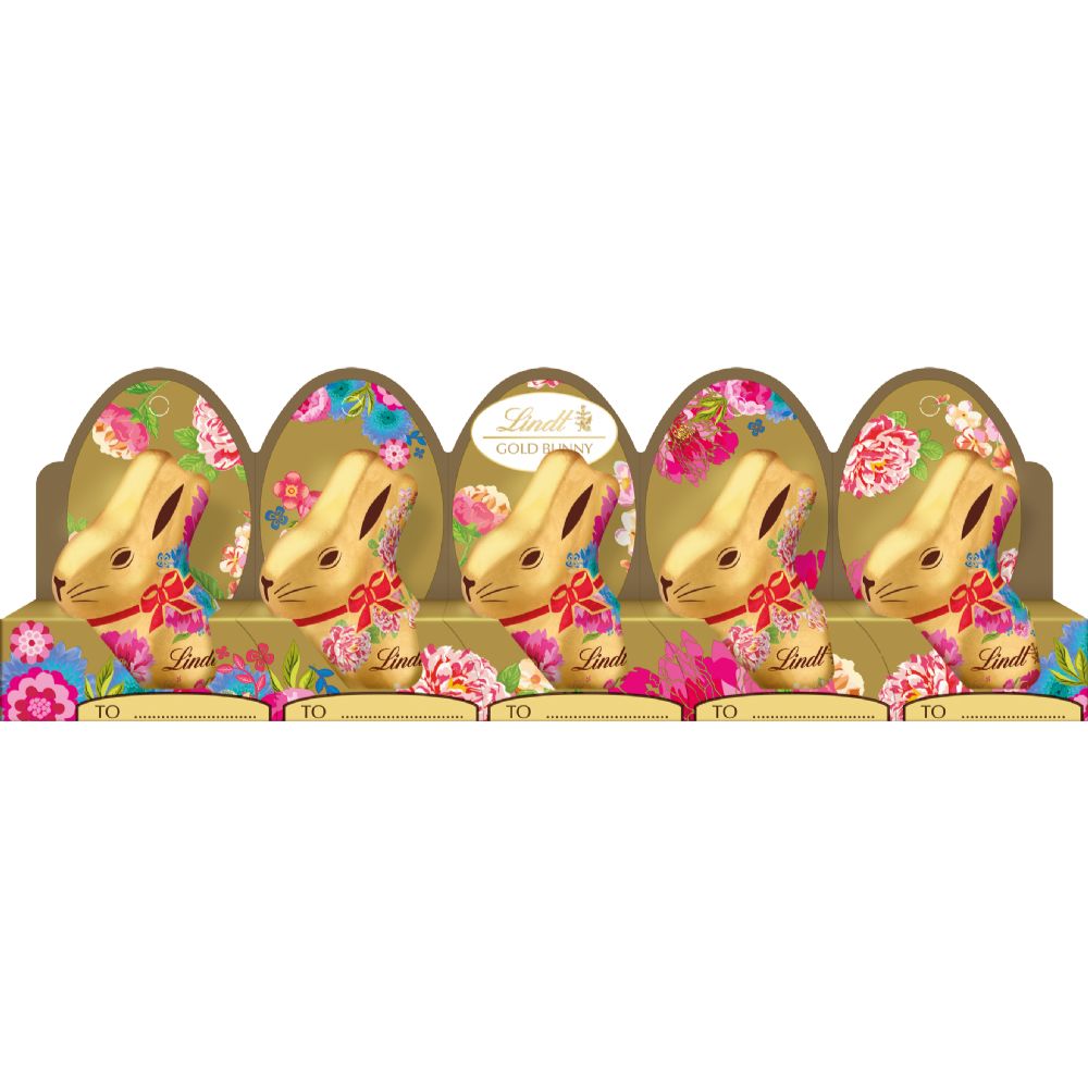 Lindt 50g Milk Chocolate Gold Bunny Floral Design (5 Pack)