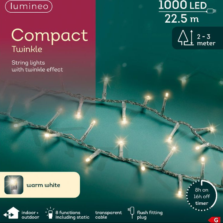 Lumineo 1000 Warm White LED Compact Christmas Lights (22.5m)