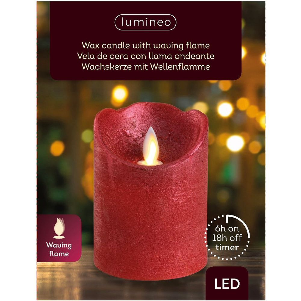Lumineo 10cm LED Red Wax Waving Candle