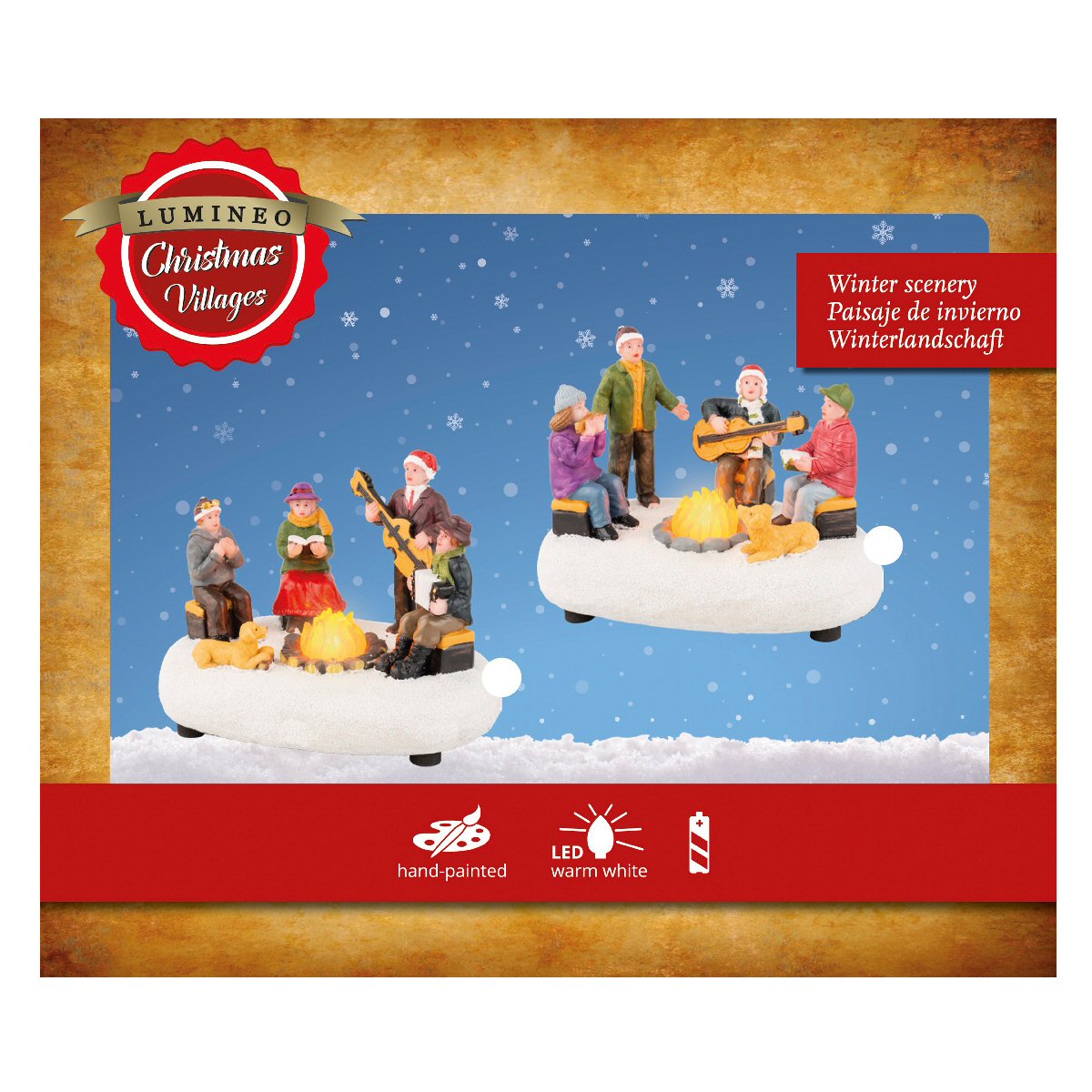 Lumineo 12cm LED Christmas Village Campfire Scene